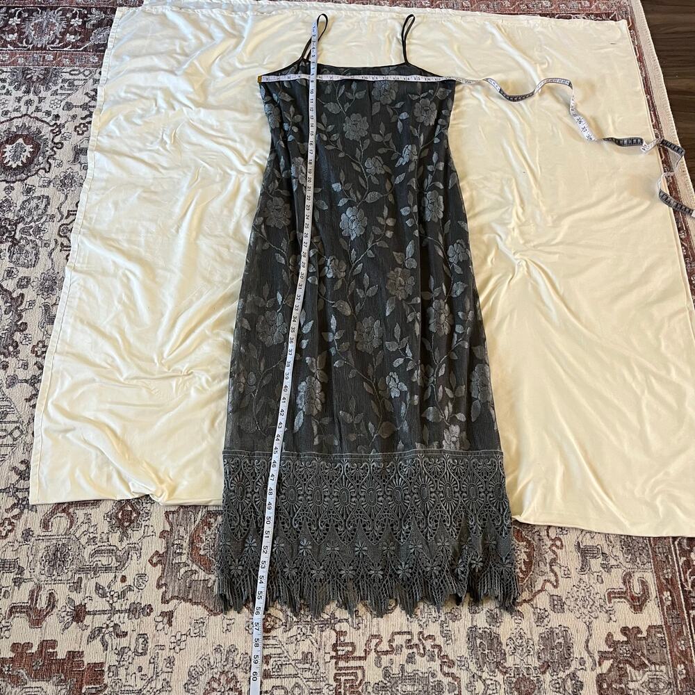 Sue Wong Gray Lace Maxi Dress Sz L Boho Whimsigoth Witchy Prom Wedding Guest - Picture 12 of 12